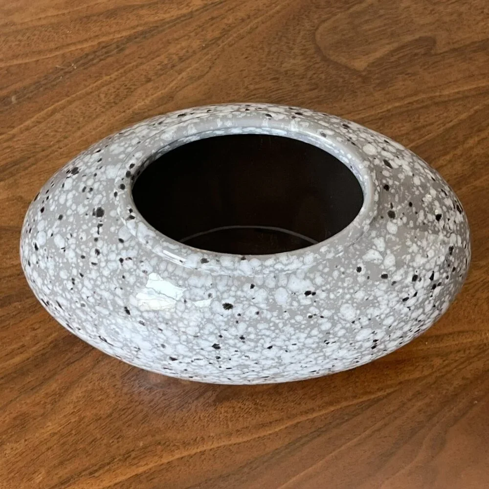 Vintage Scheurich Vase West Germany Oblong Gray Marble Speckled Pattern #504-12